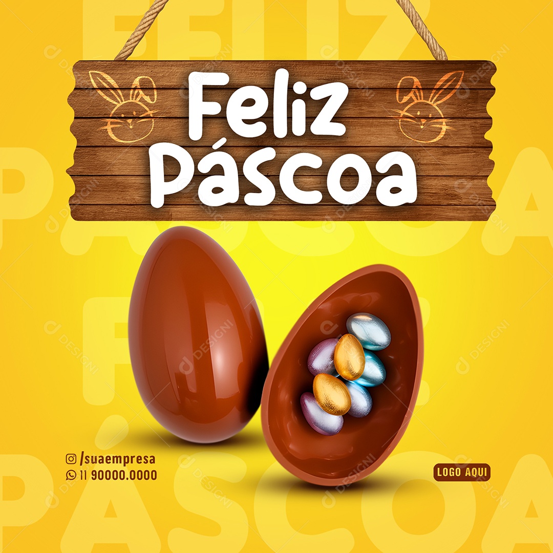 Feliz Páscoa Ovos de Páscoa de Chocolate Social Media PSD Editável