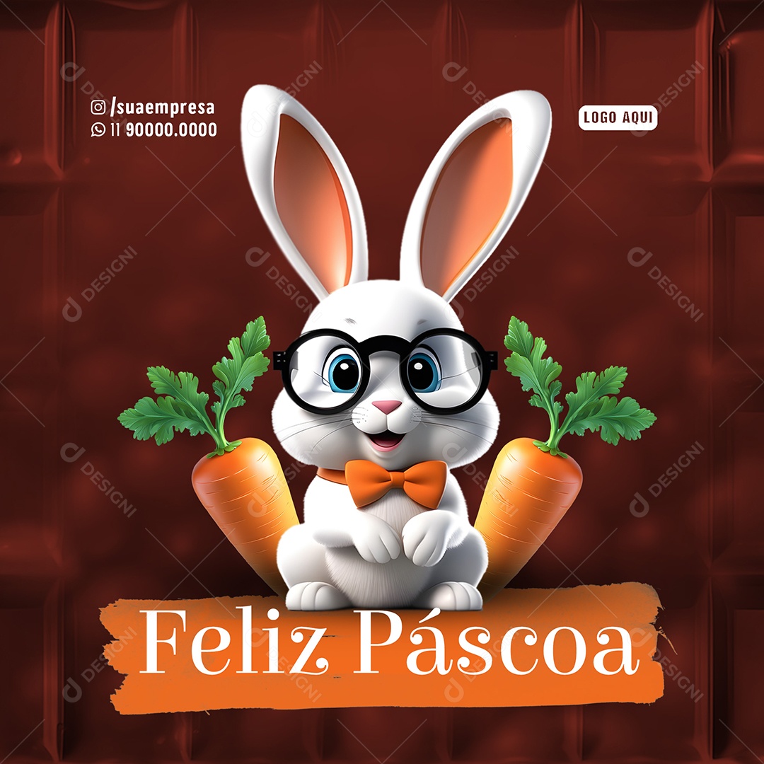 Feliz Páscoa Coelho da Páscoa Social Media PSD Editável
