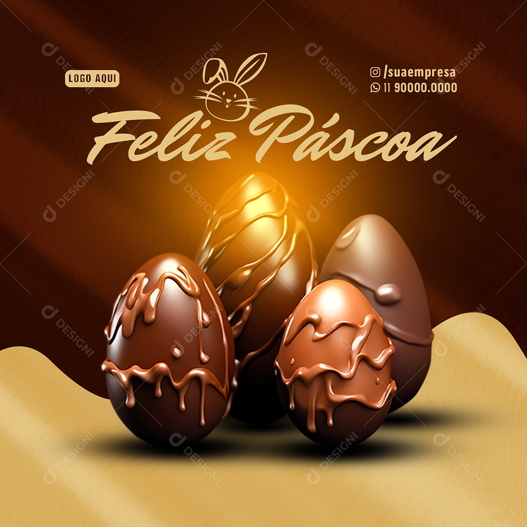Feliz Páscoa Ovos de Páscoa Social Media PSD Editável