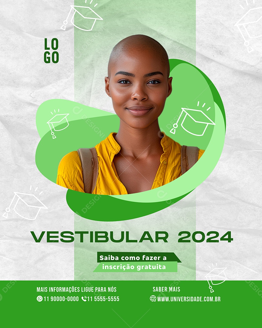 Vestibular 2024 Saiba como fazer a inscrição gratuita Social Media PSD Editável