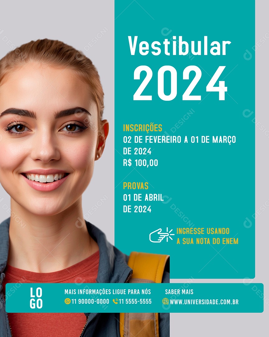 Social Media Vestibular 2024 Inscrições PSD Editável