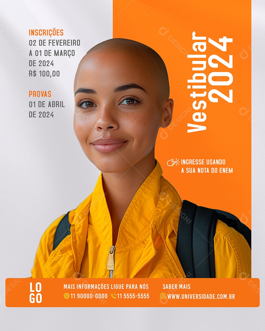 Vestibular 2024 Ingresse usando a sua nota do Enem Social Media PSD Editável