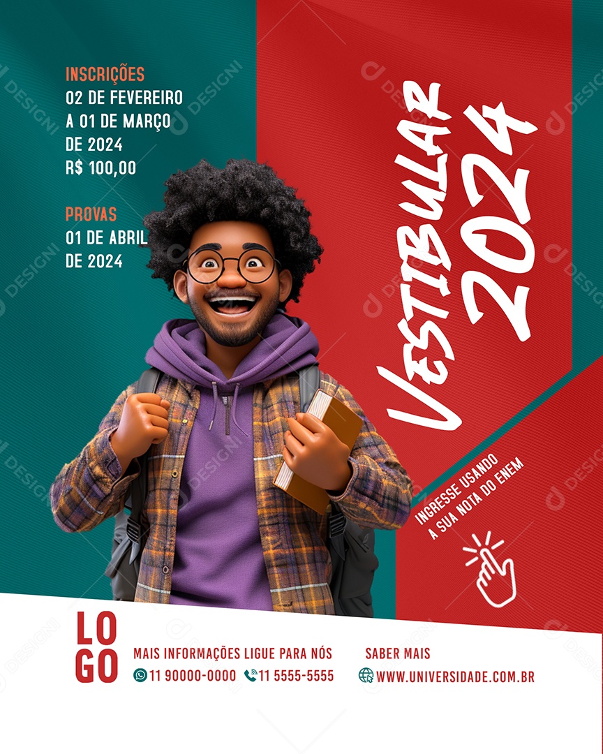 Vestibular 2024 Provas Social Media PSD Editável