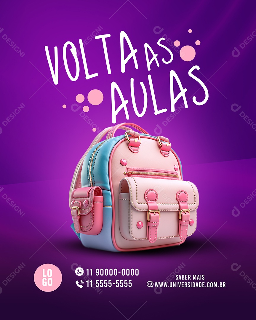 Volta as Aulas Mochila Social Media PSD Editável