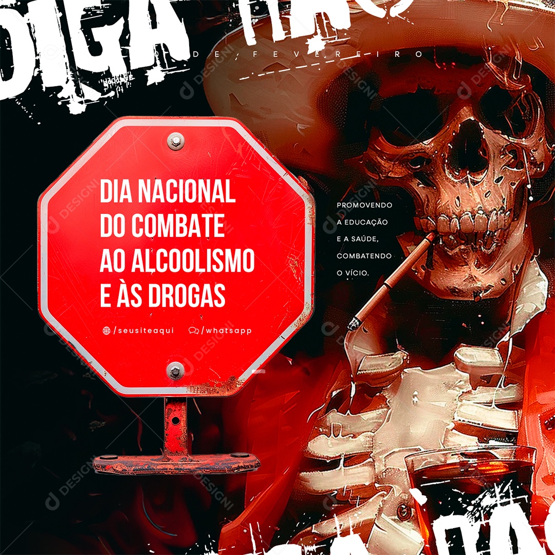 Social Media Dia Nacional de Combate ao Alcoolismo e às Drogas 20 De Fevereiro PSD Editável