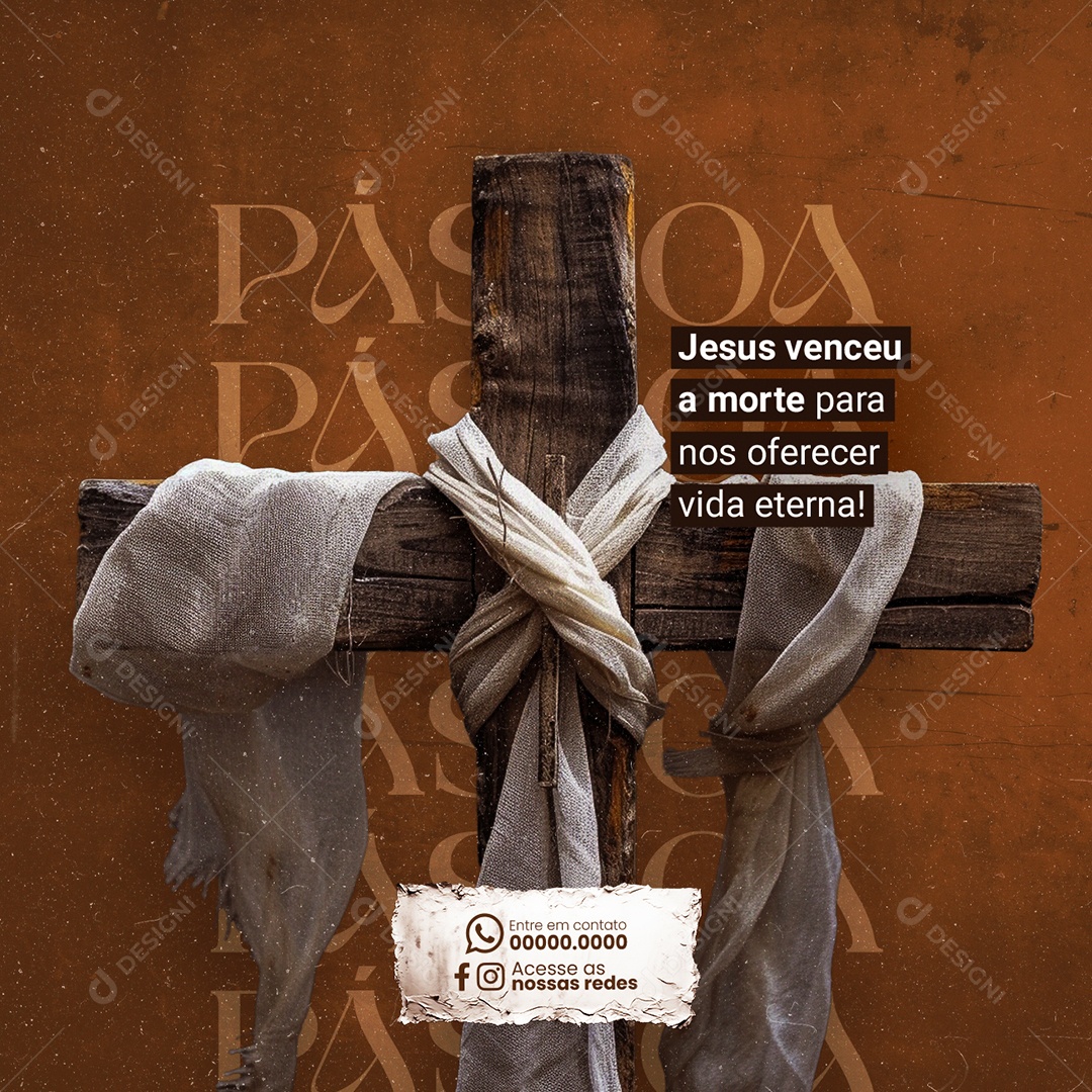 Páscoa Jesus venceu a morte para nos oferecer vida eterna Social Media PSD Editável
