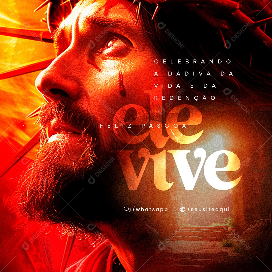 Feliz Páscoa Celebrando a dádiva da Vida e da Redenção Social Media PSD Editável