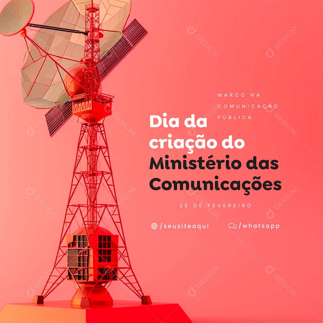 Dia da Criação do Ministério das Comunicações 25 De Fevereiro Social Media PSD Editável