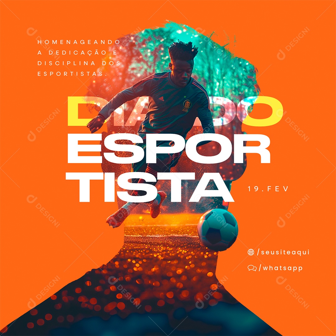 Dia do Esportista 19 De Fevereiro Homenageando a Dedicação Social Media PSD Editável
