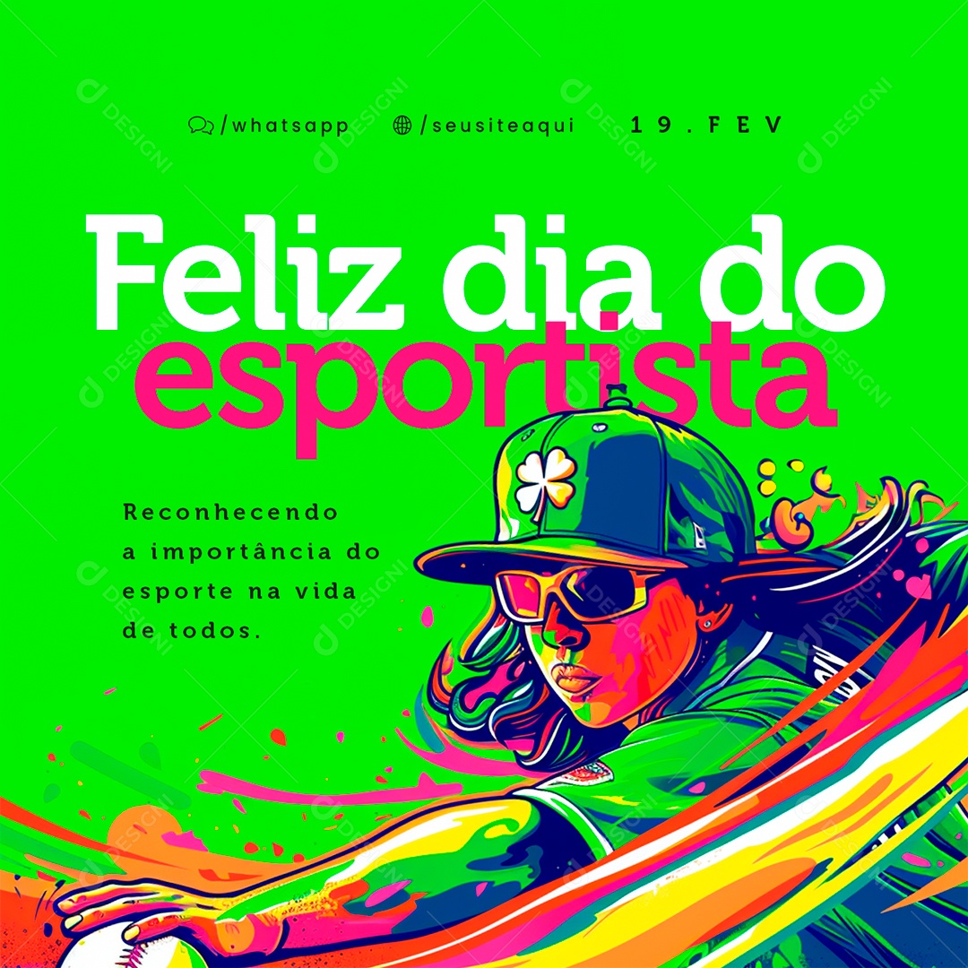 Feliz Dia do Esportista 19 De Fevereiro Social Media PSD Editável