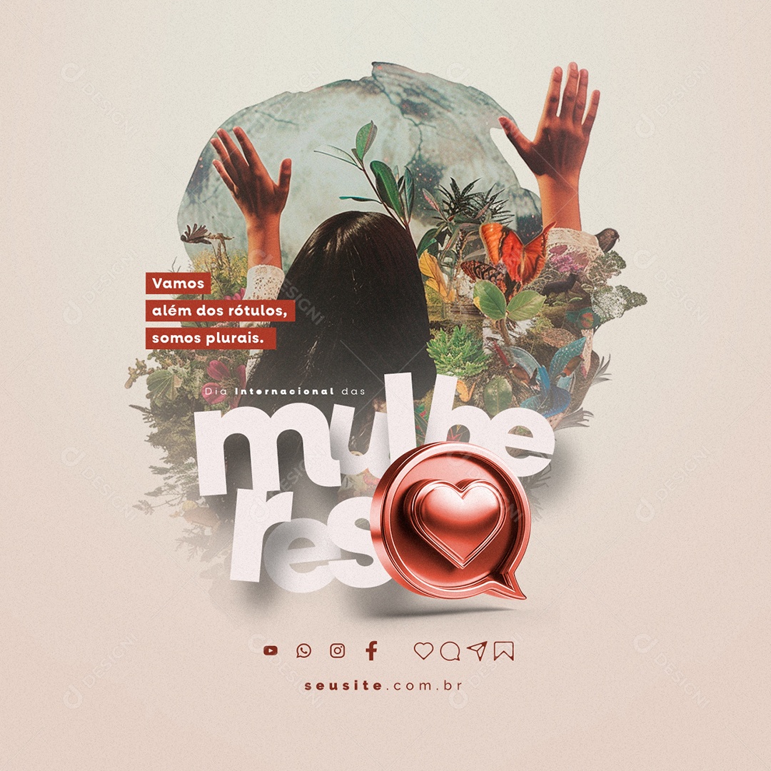 Dia Internacional das Mulheres 08 De Março Vamos além Social Media PSD Editável