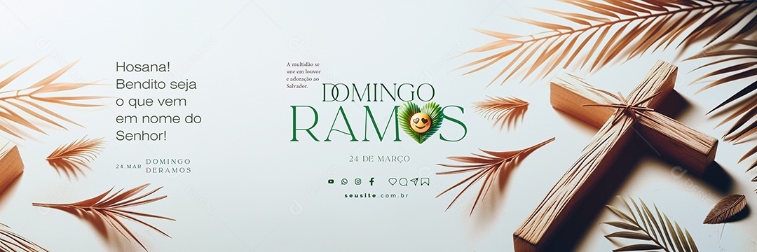 Carrossel Domingo de Ramos 24 De Março Hosana Bendito Social Media PSD Editável