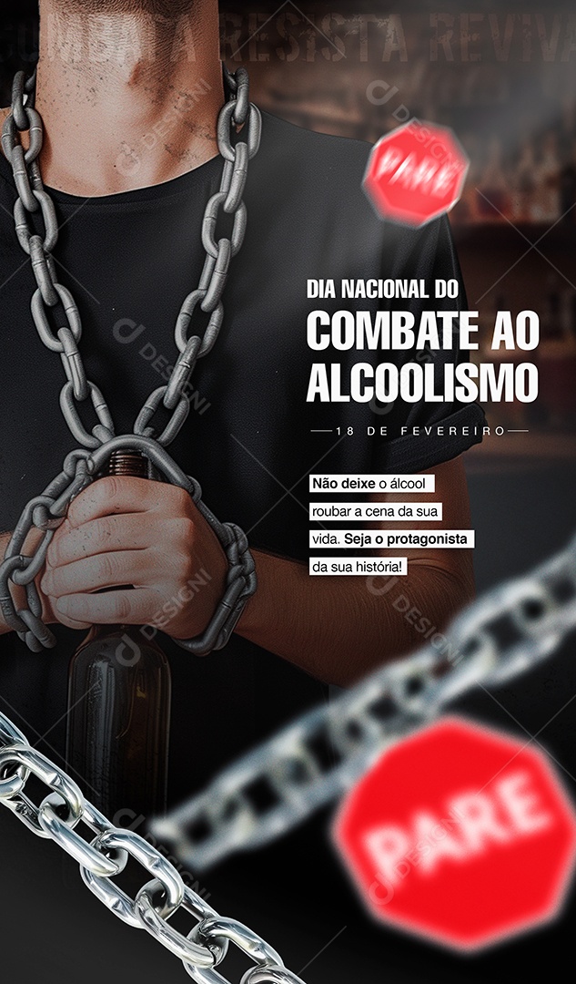 Story Dia Nacional do Combate ao Alcoolismo 18 de Fevereiro Seja Protagonista Social Media PSD Editável