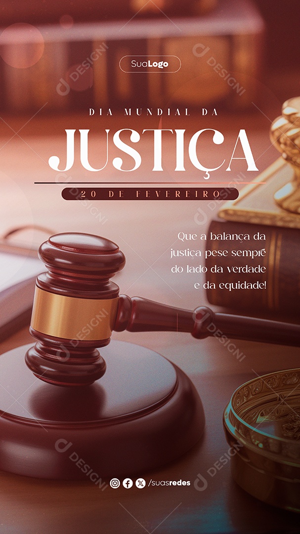 Story Dia Mundial da Justiça 20 de Fevereiro que a Balança Pese Sempre do Lado da Verdade Social Media PSD Editável