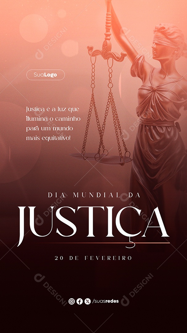 Story Dia Mundial da Justiça 20 de Fevereiro Social Media PSD Editável