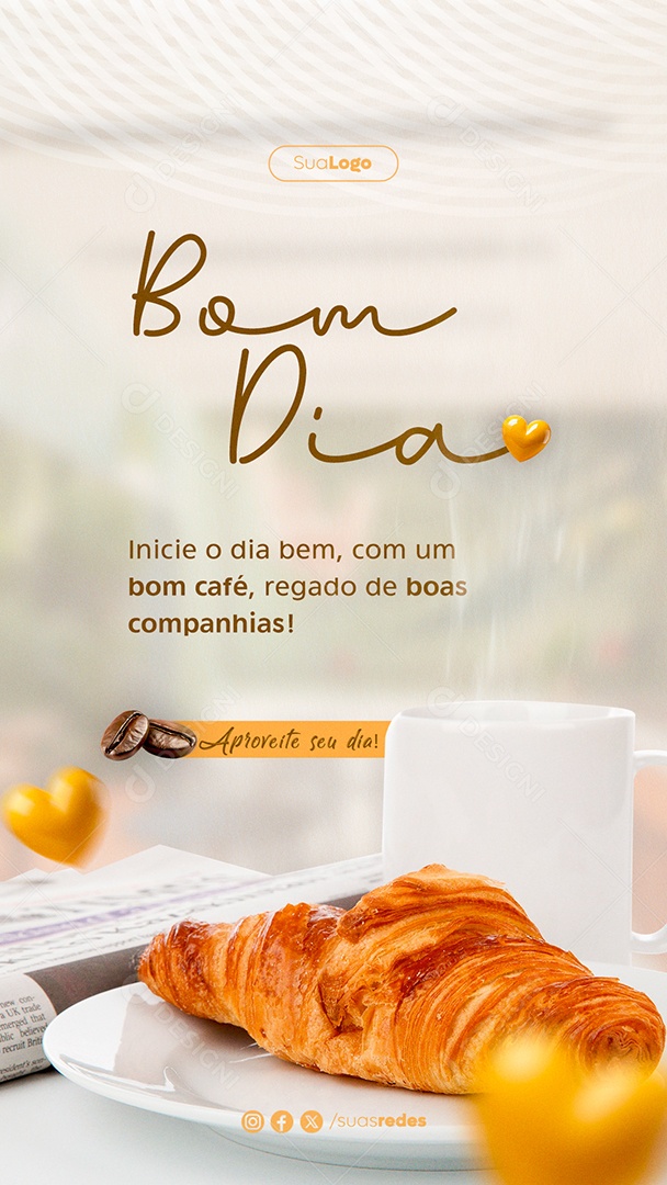Story Bom Dia Inicie Bem com um Café Social Media PSD Editável