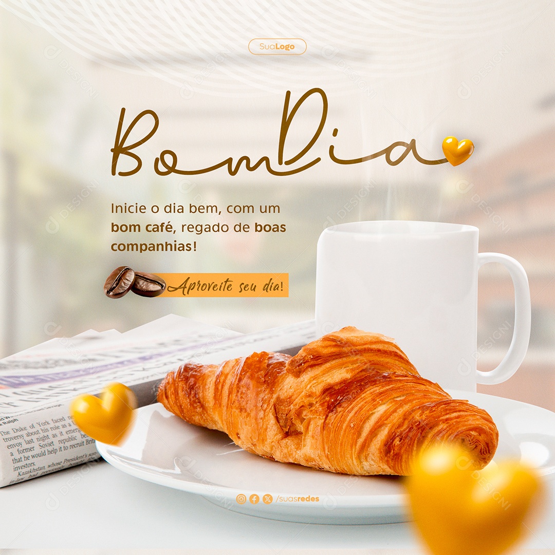 Bom Dia Inicie Bem com um Café Social Media PSD Editável