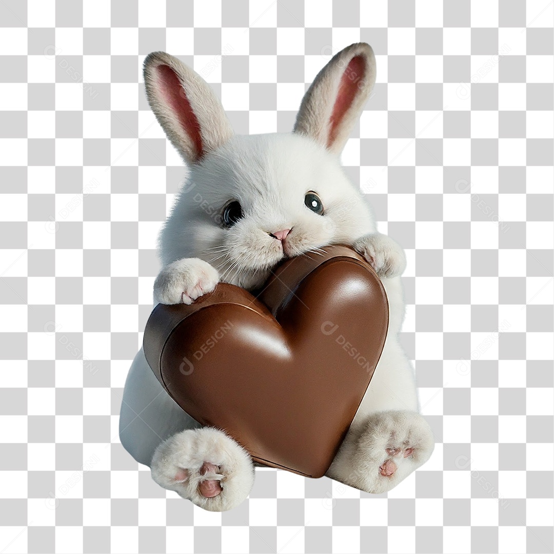 Coelho com Coração de Chocolate PNG Transparente