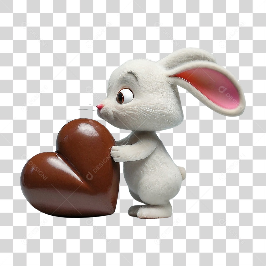 Coelho com Coração de Chocolate PNG Transparente