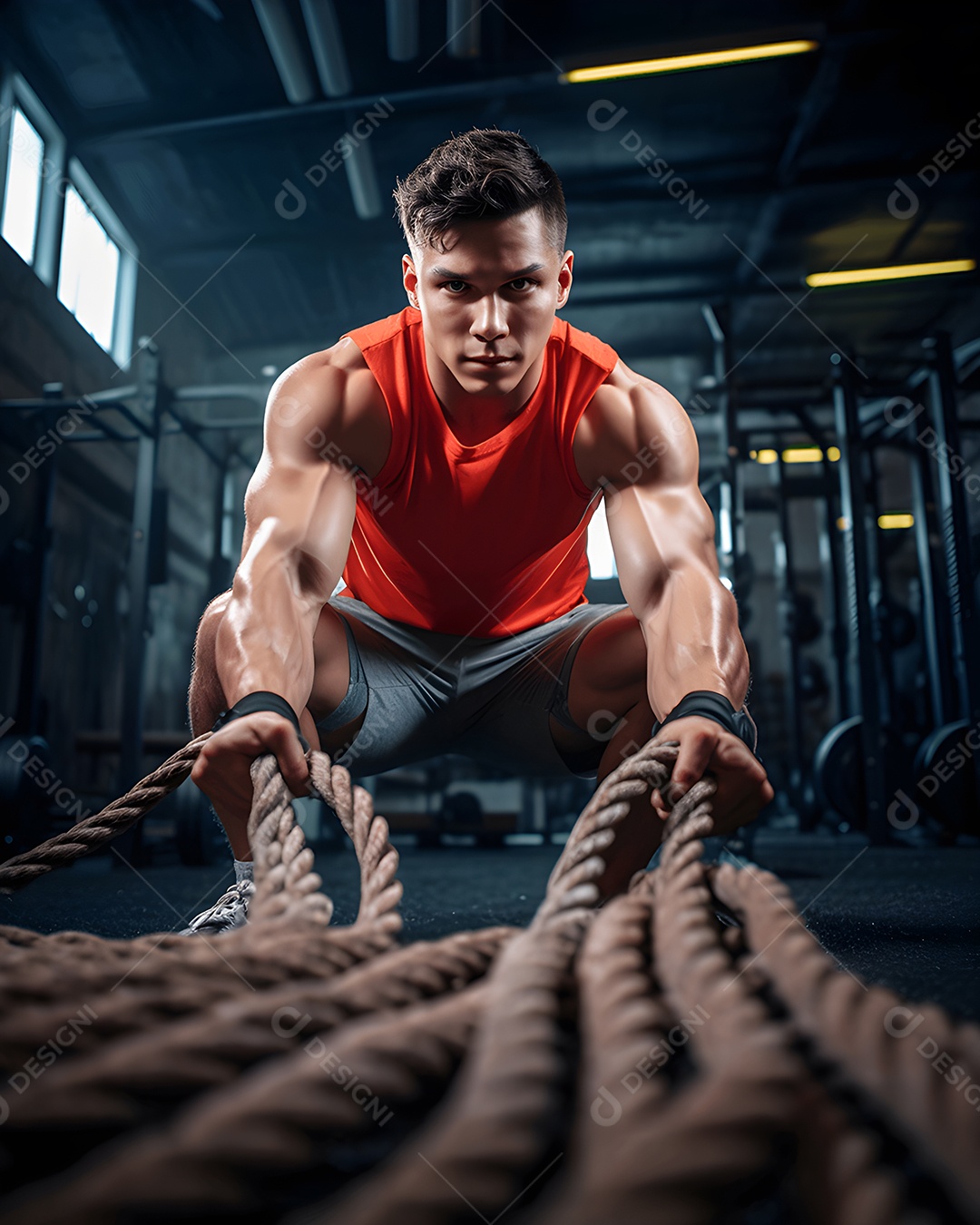 Homem musculoso em academia
