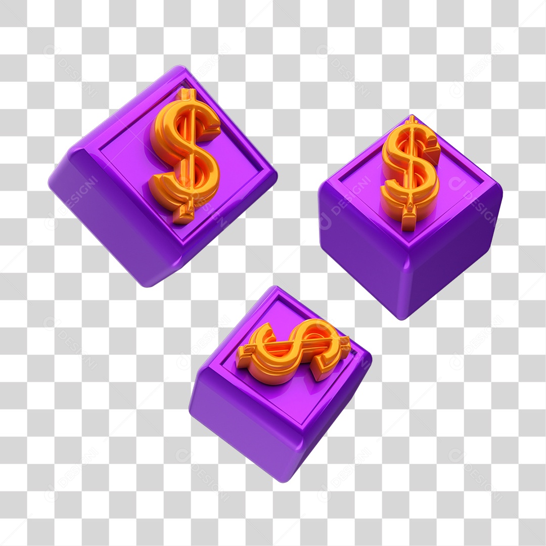 Ícones 3D Cifrão PNG Transparente