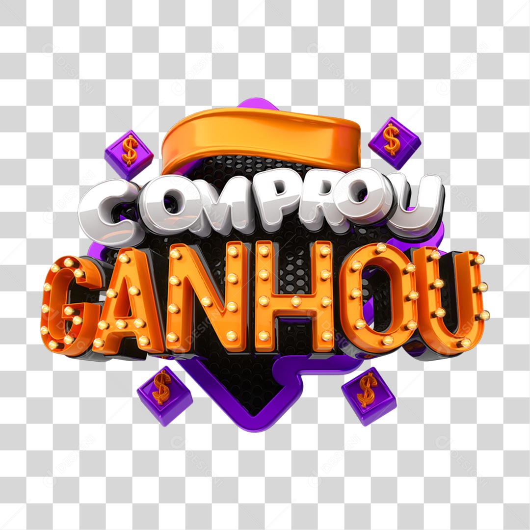 Selo 3D Comprou Ganhou PNG Transparente