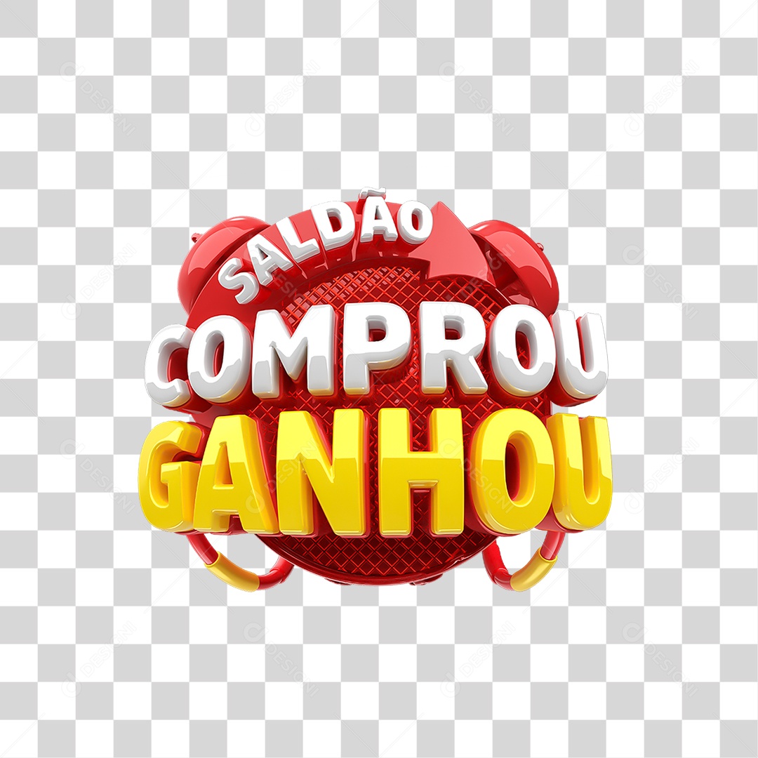 Selo 3D Saldão Comprou Ganhou PNG Transparente