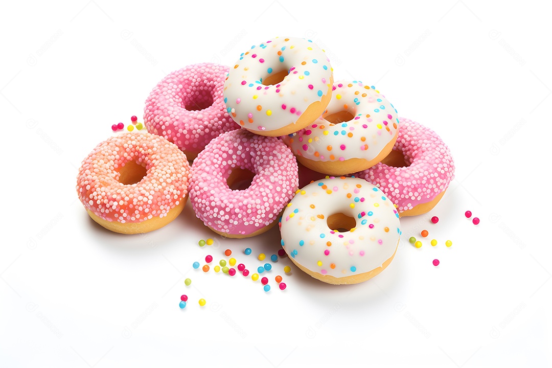 Muitos donuts de chocolate de morango