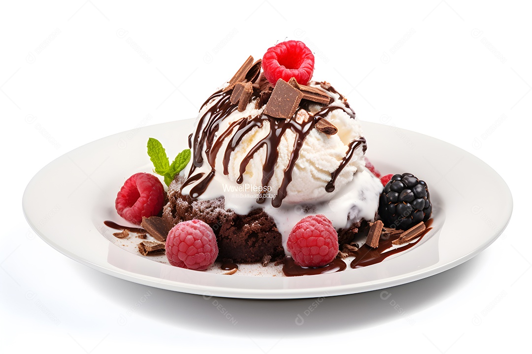 Sorvetes com frutas e raspa de chocolates