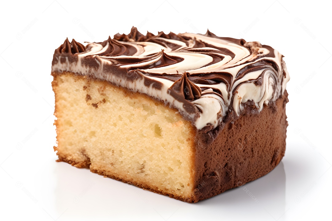 Bolo de baunilha com cobertura de chocolate