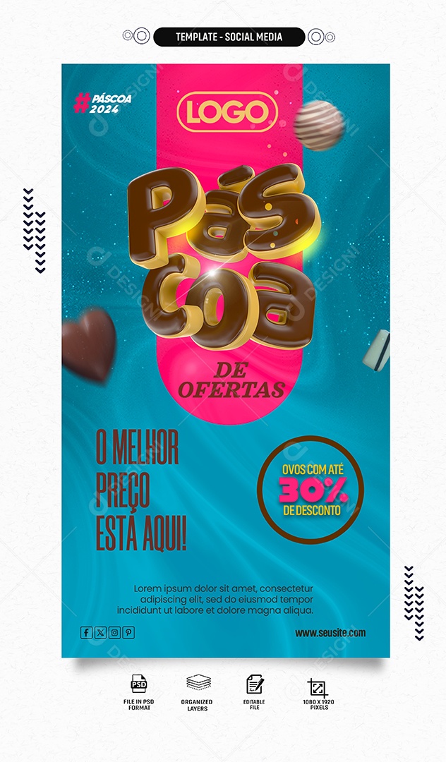 Story Páscoa de Ofertas no Melhor Preço está aqui Social Media PSD Editável