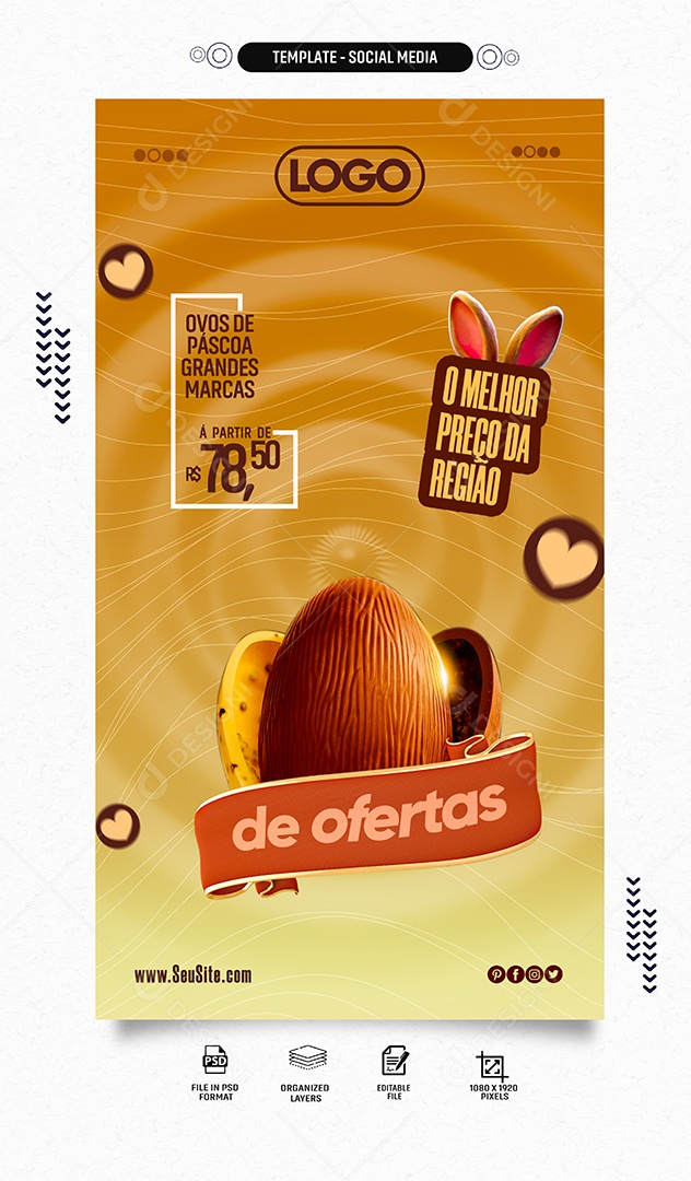Story Páscoa de Ofertas o Melhor Preço da Região Social Media PSD Editável
