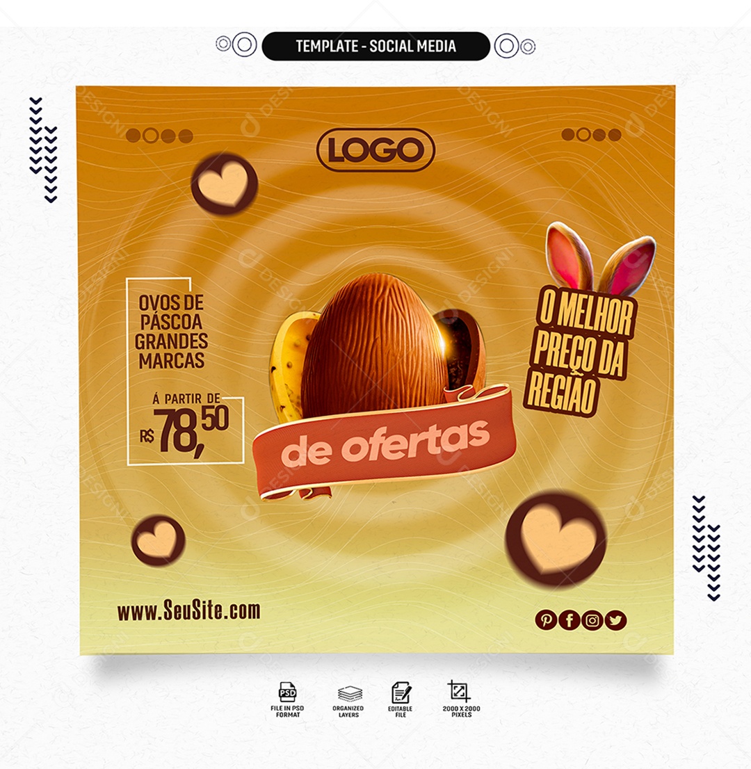 Páscoa de Ofertas o Melhor Preço da Região Social Media PSD Editável
