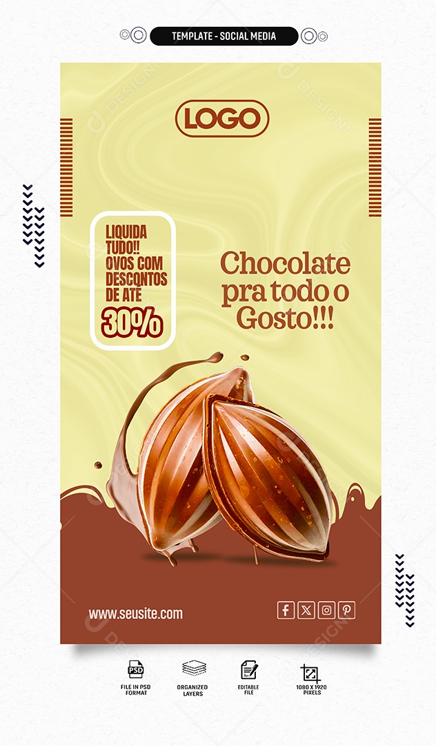 Story Páscoa Liquida tudo Ovos com Descontos Social Media PSD Editável