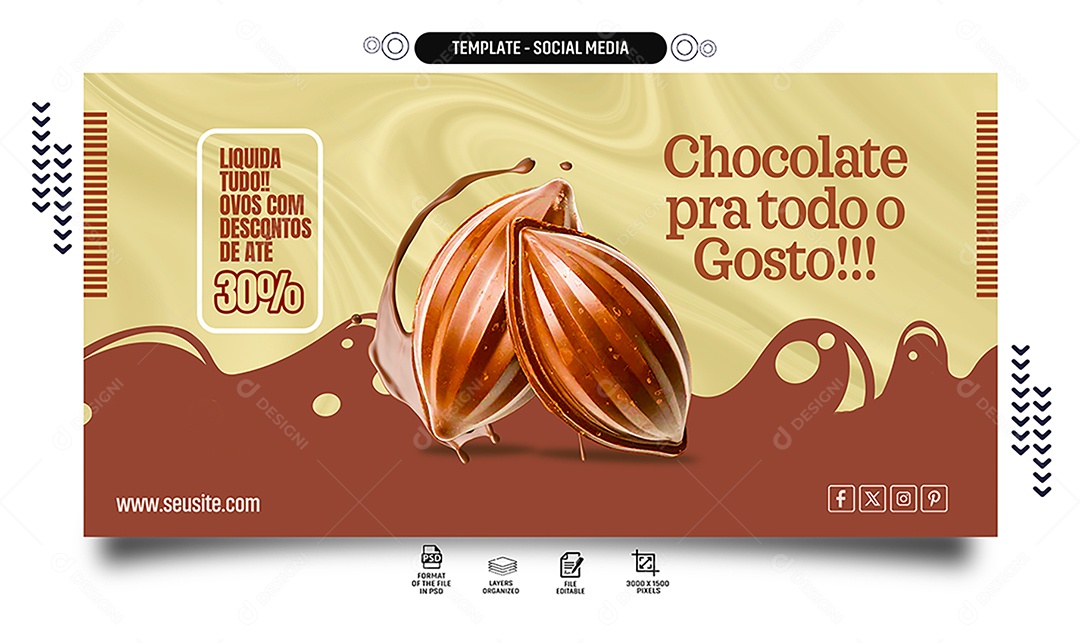 Banner Páscoa Liquida tudo Ovos com Descontos Social Media PSD Editável