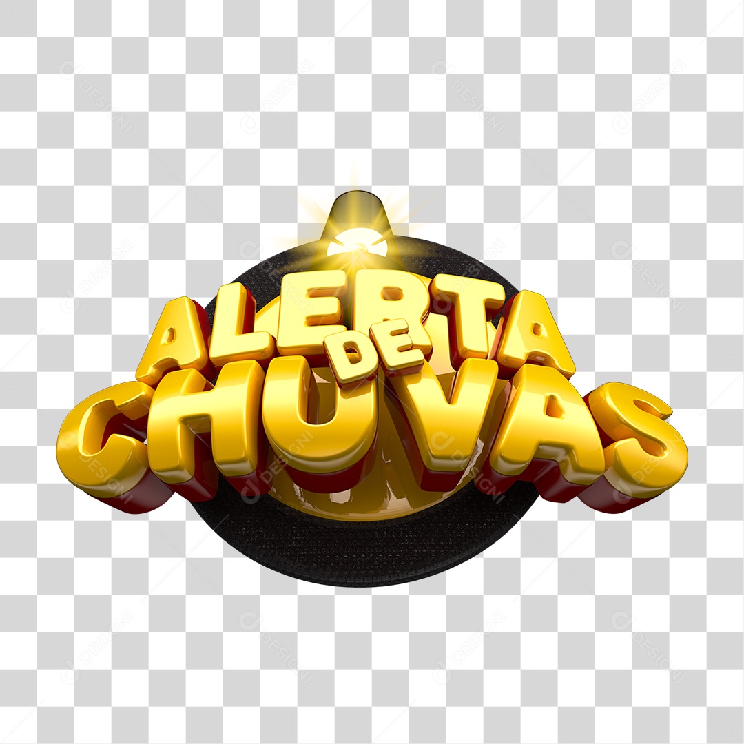 Selo 3D Alerta de Chuvas PNG Transparente