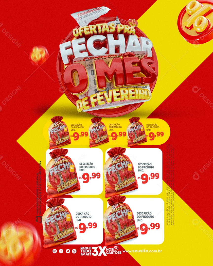Ofertas pra Fechar o Mês de Fevereiro Social Media PSD Editável