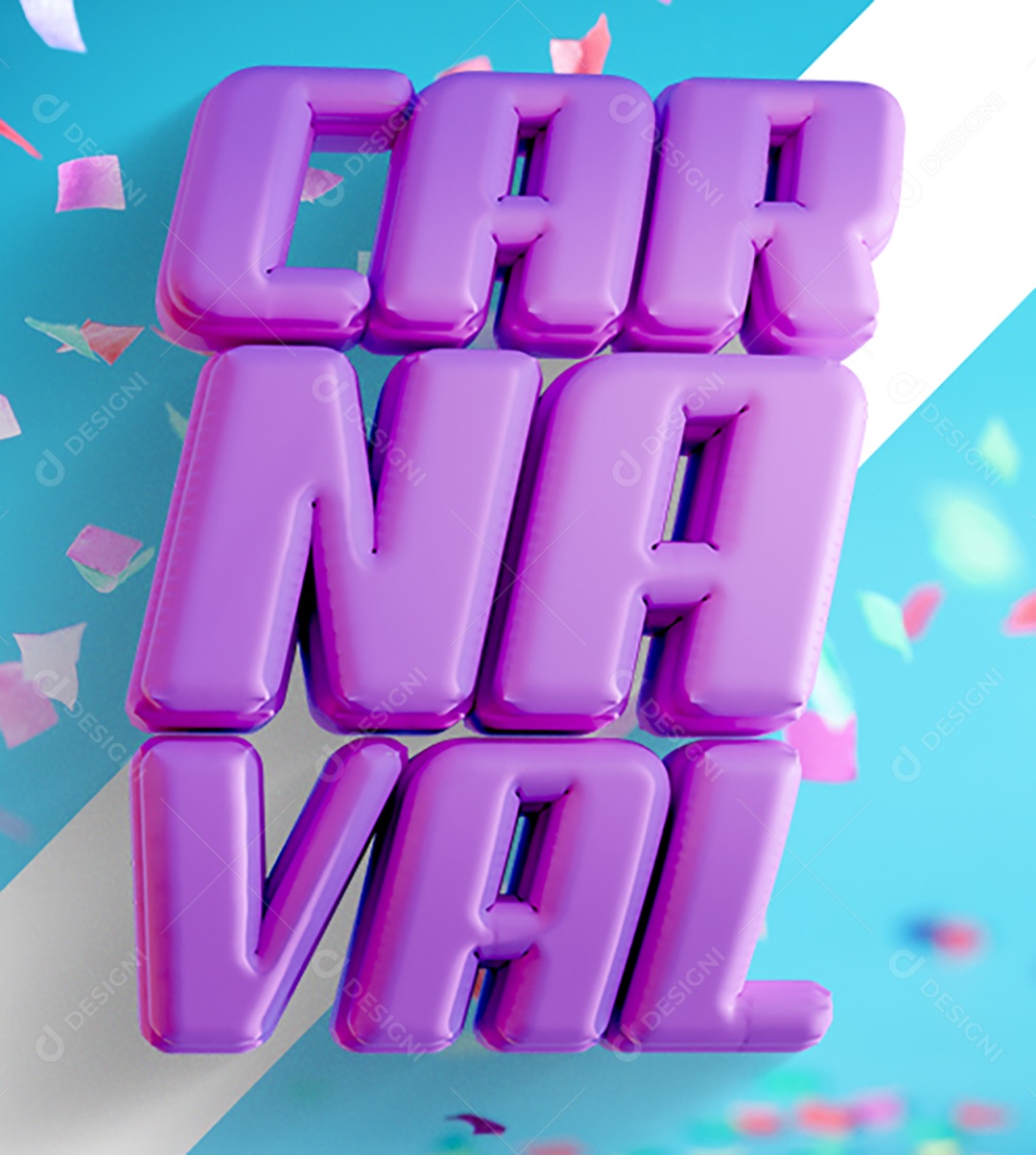 Carnaval Texto 3D Roxo para Composição PSD