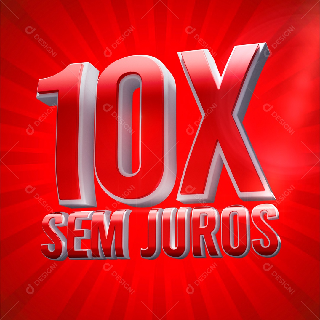 Texto 3D 10x Sem Juros para Composição PSD