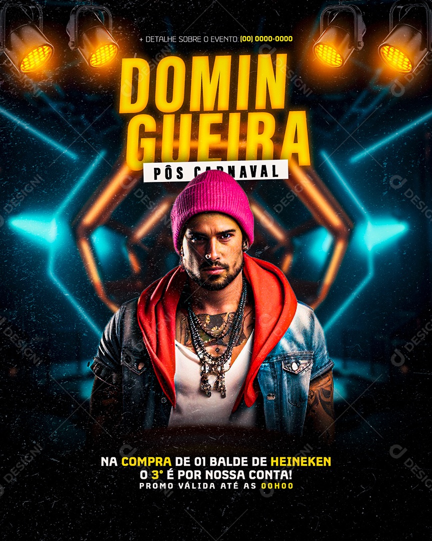 Flyer Domingueira Pôs Carnaval Show Social Media PSD Editável