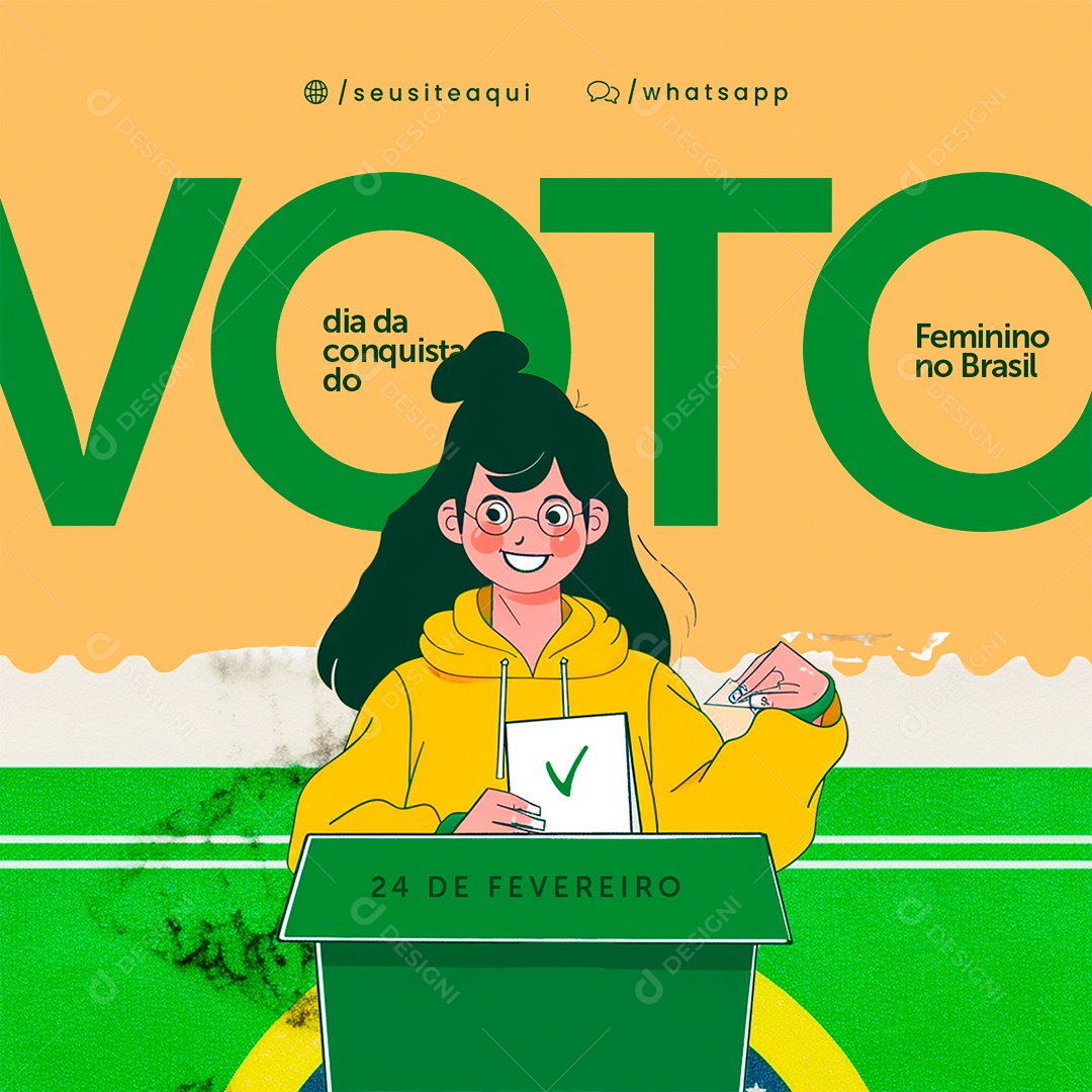 Social Media Dia da Conquista do Voto Feminino no Brasil 24 De Fevereiro PSD Editável