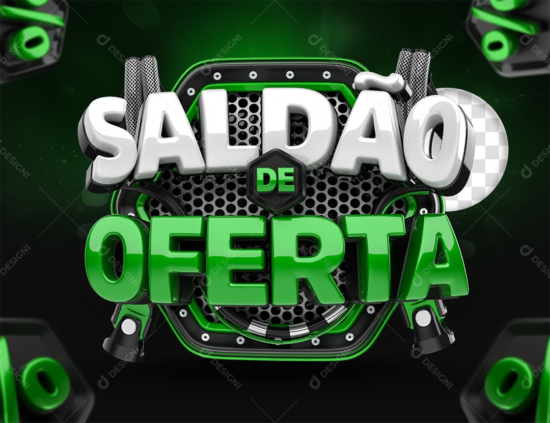 Saldão De Oferta Selo 3D Branco e Verde para Composição PSD