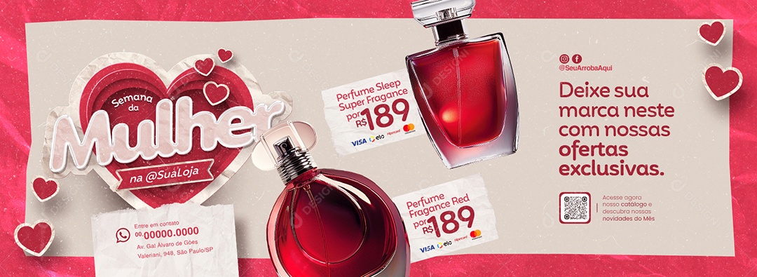 Campanha Publicitária Semana da Mulher Webanner Perfume Sleep Social Media PSD Editável