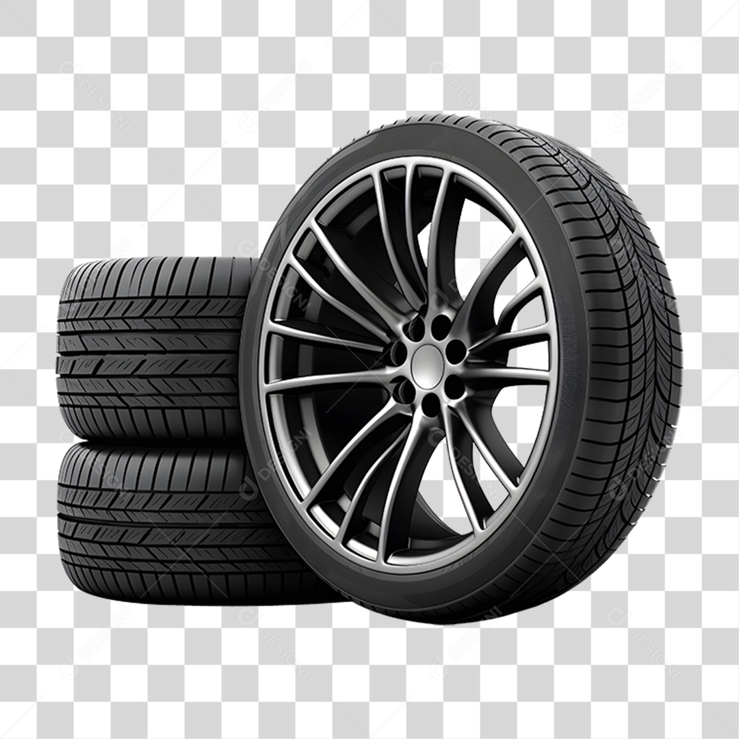 Rodas com Pneus de Carro PNG Transparente
