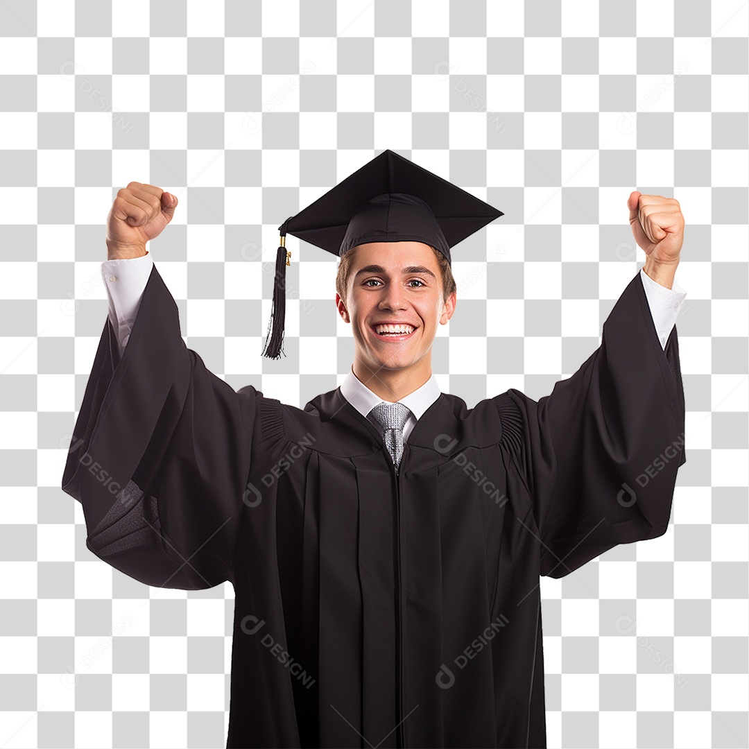 Jovem Feliz na Formatura PNG Transparente