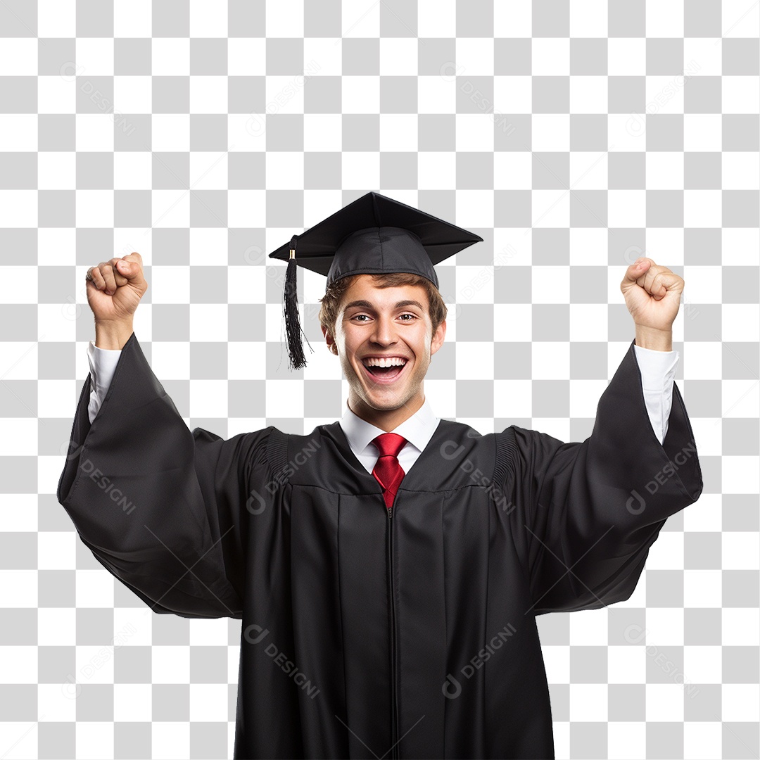 Jovem Feliz na Formatura PNG Transparente