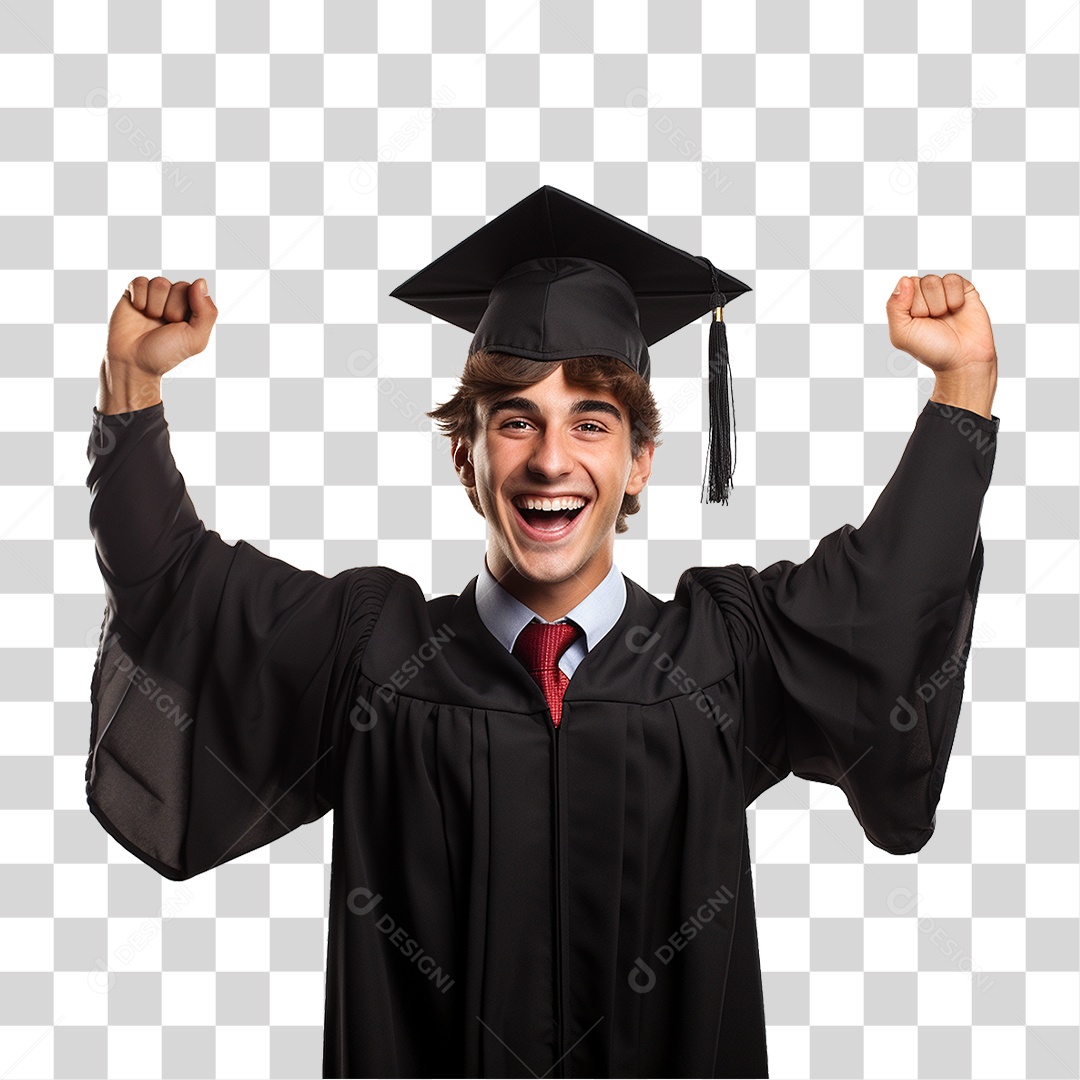Jovem Feliz na Formatura PNG Transparente