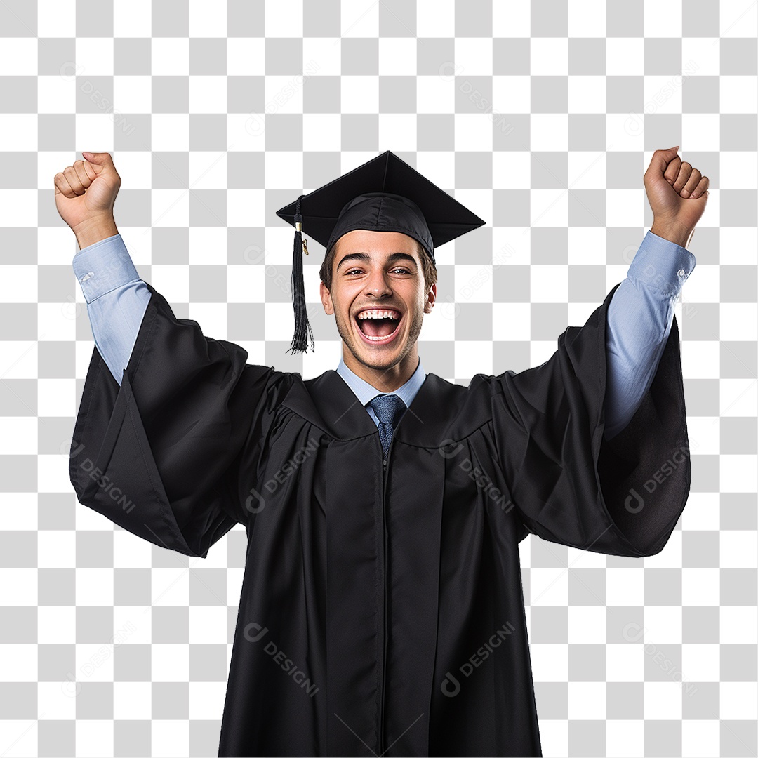 Jovem Feliz na Formatura PNG Transparente