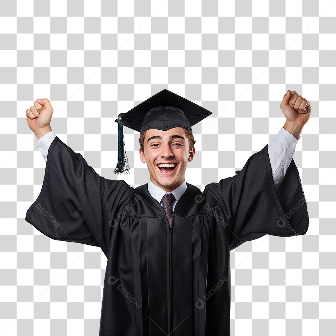 Jovem Feliz na Formatura PNG Transparente