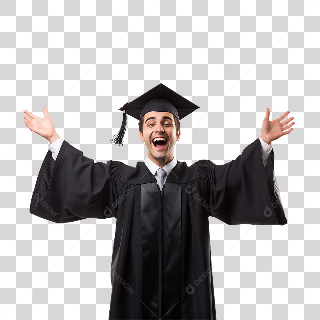 Jovem Feliz na Formatura PNG Transparente